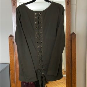 Army Green Tie Detailed Shirt